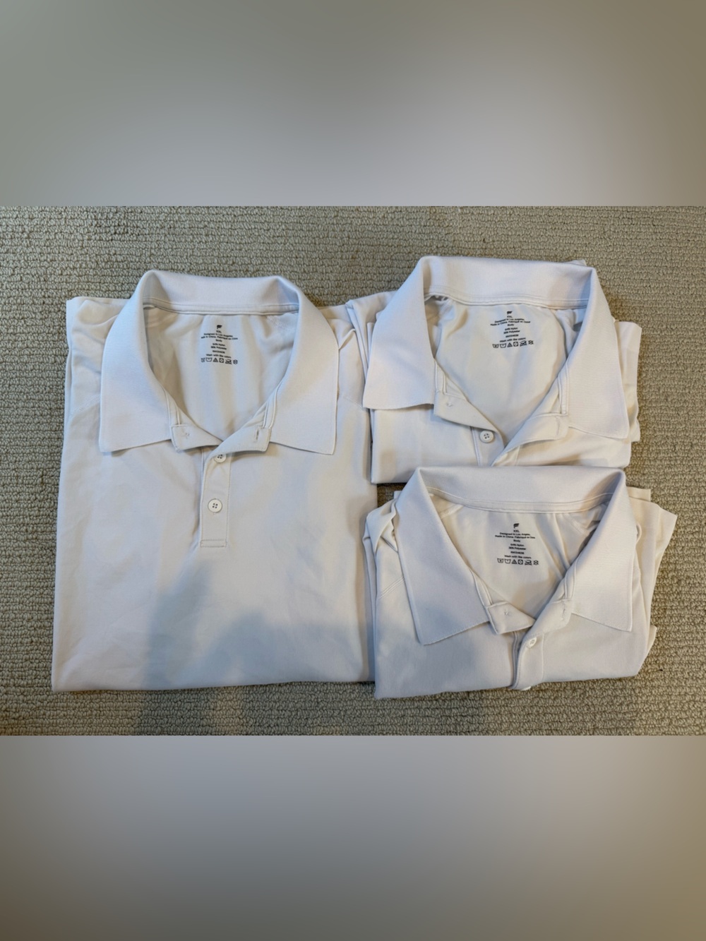 Fabletics - 3 pack of Men's White Polo Shirts - Clean Collared Short Sleeve